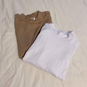 2 pack ribbed mock neck long sleeves